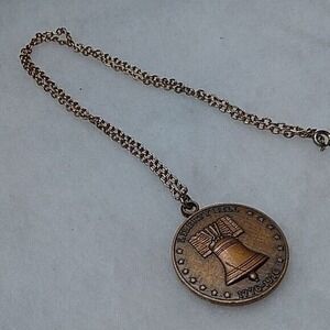 Vintage Bronze‎ Bicentennial Liberty Bell Necklace 1776-1976